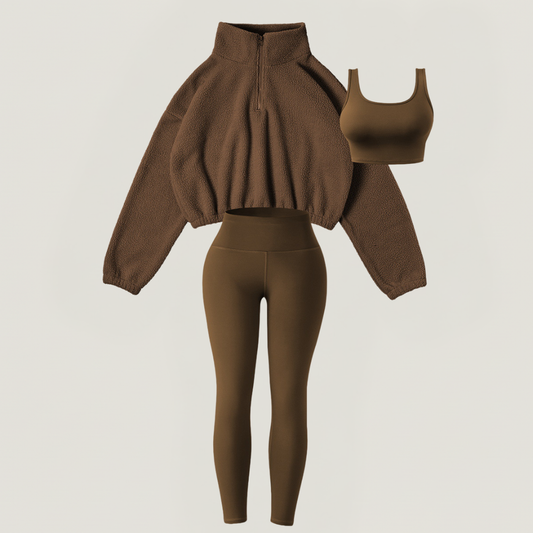 Fleece Set (3 Pcs: Sweater+Bra+Leggings)